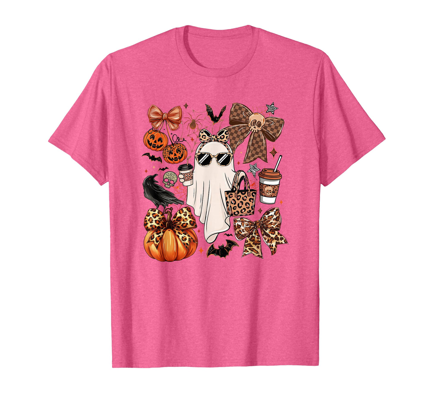 Coquette Leopard Ghost Coffee Boo-JEE Halloween Boujee Ghost T-Shirt