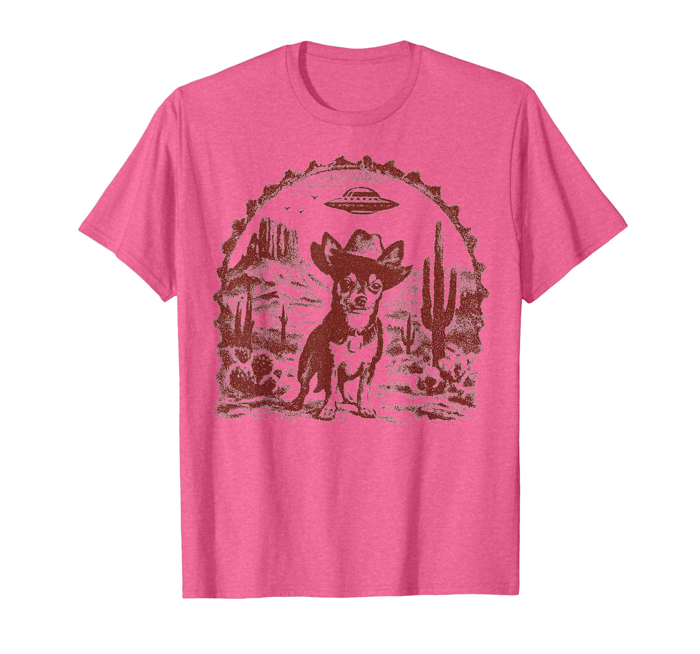 Funny UFO Alien Cowboy Chihuahua Retro Western Graphic T-Shirt