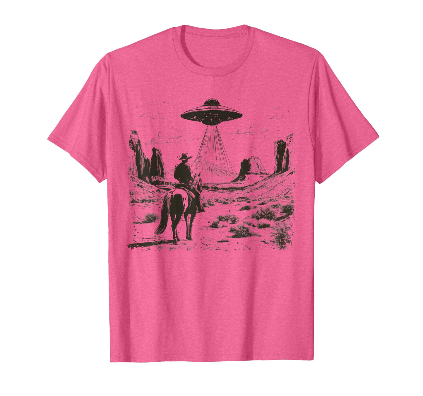 Vintage Rodeo Cowboy Western Country Space Ship UFO Alien T-Shirt