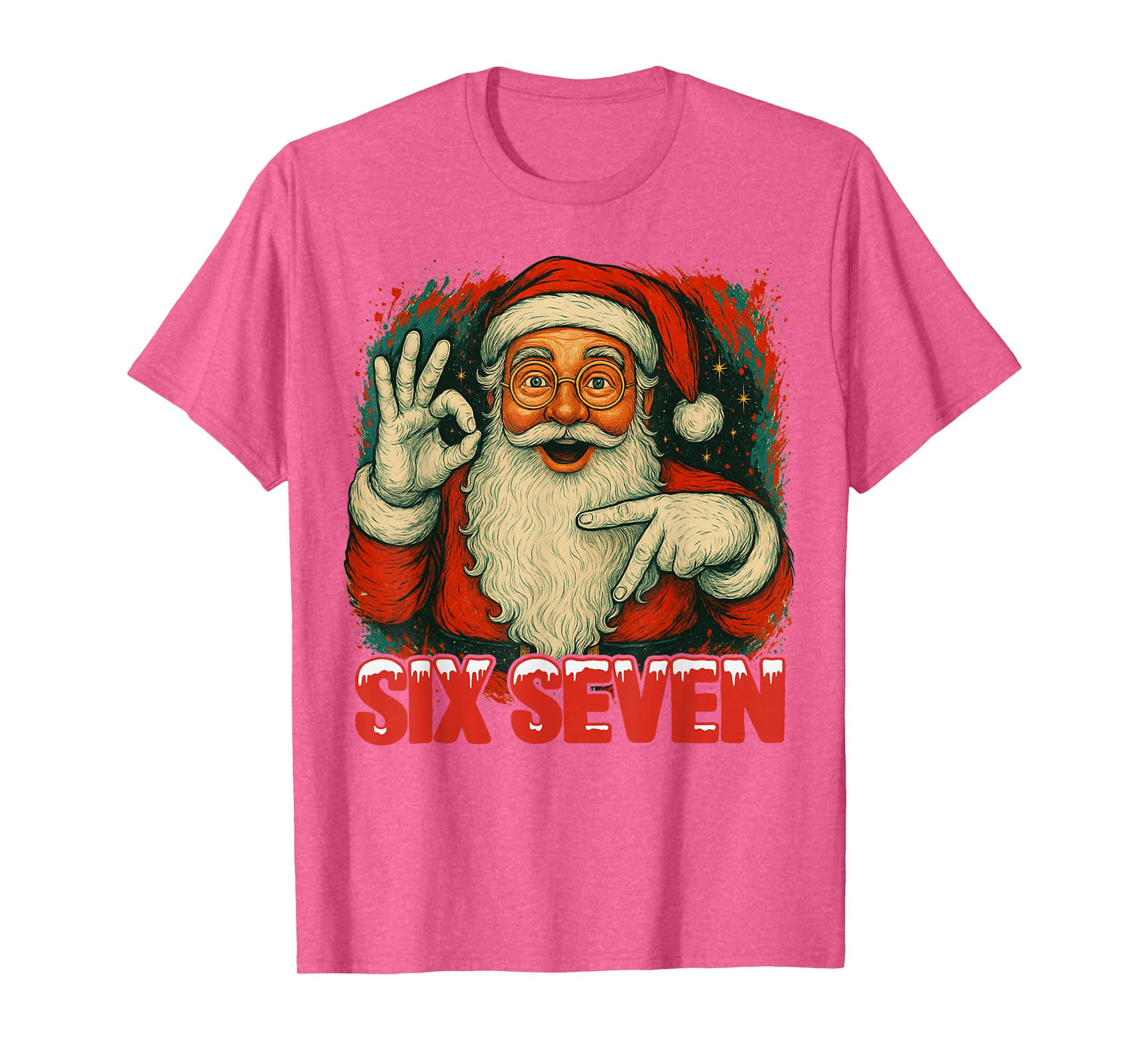 HUGvyn Funny Six Seven Meme Christmas Santa Claus Saying 6 7 T-Shirt