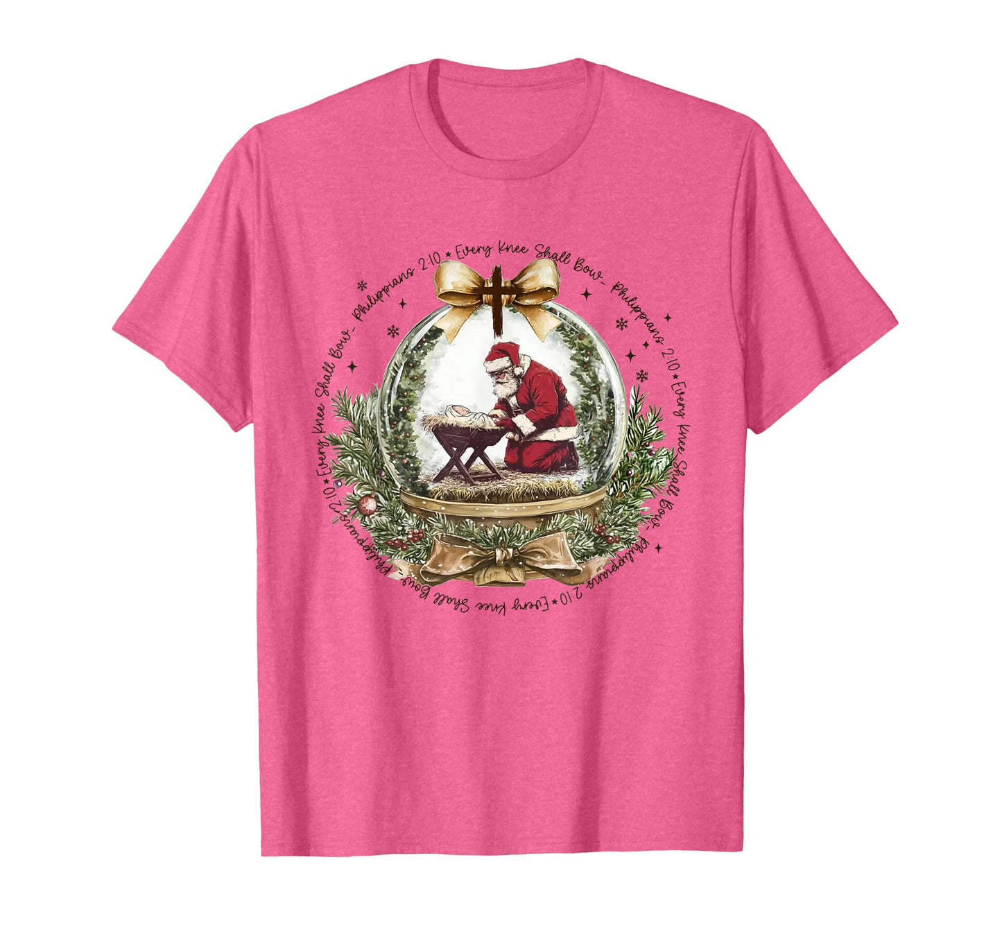 Every Knee Shall Bow Funny Kneeling Santa Baby Jesus T-Shirt