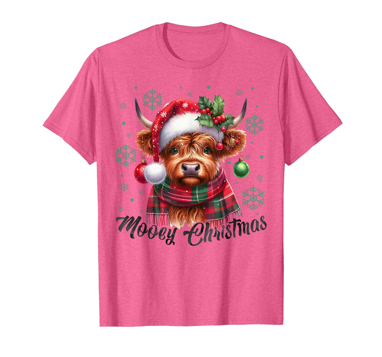 Mooey Christmas Highland Cow Christmas Lights Cow Lovers T-Shirt