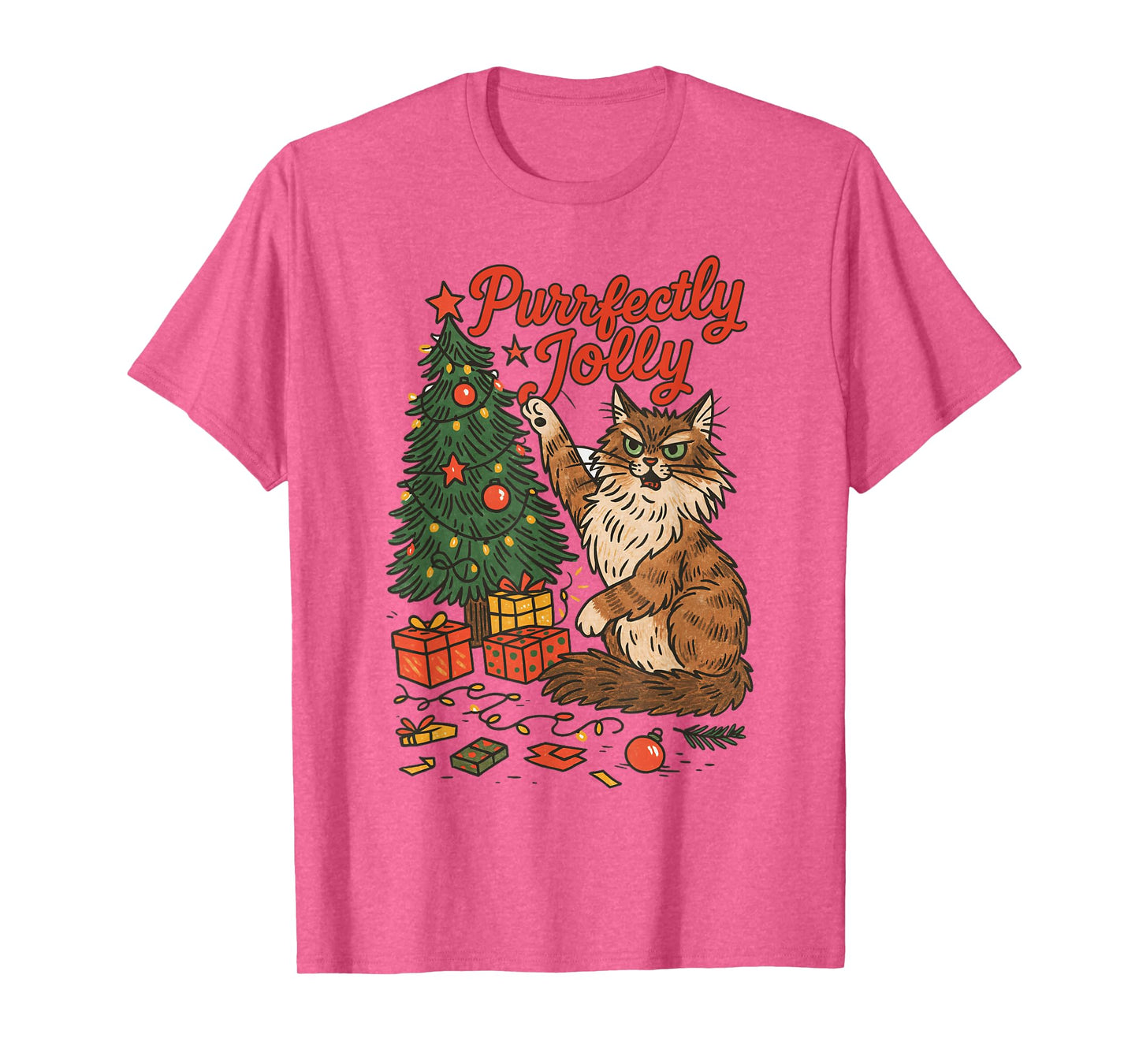 Christmas Xmas Vibes Cat Lover Cat Mom Purrfectly Jolly T-Shirt