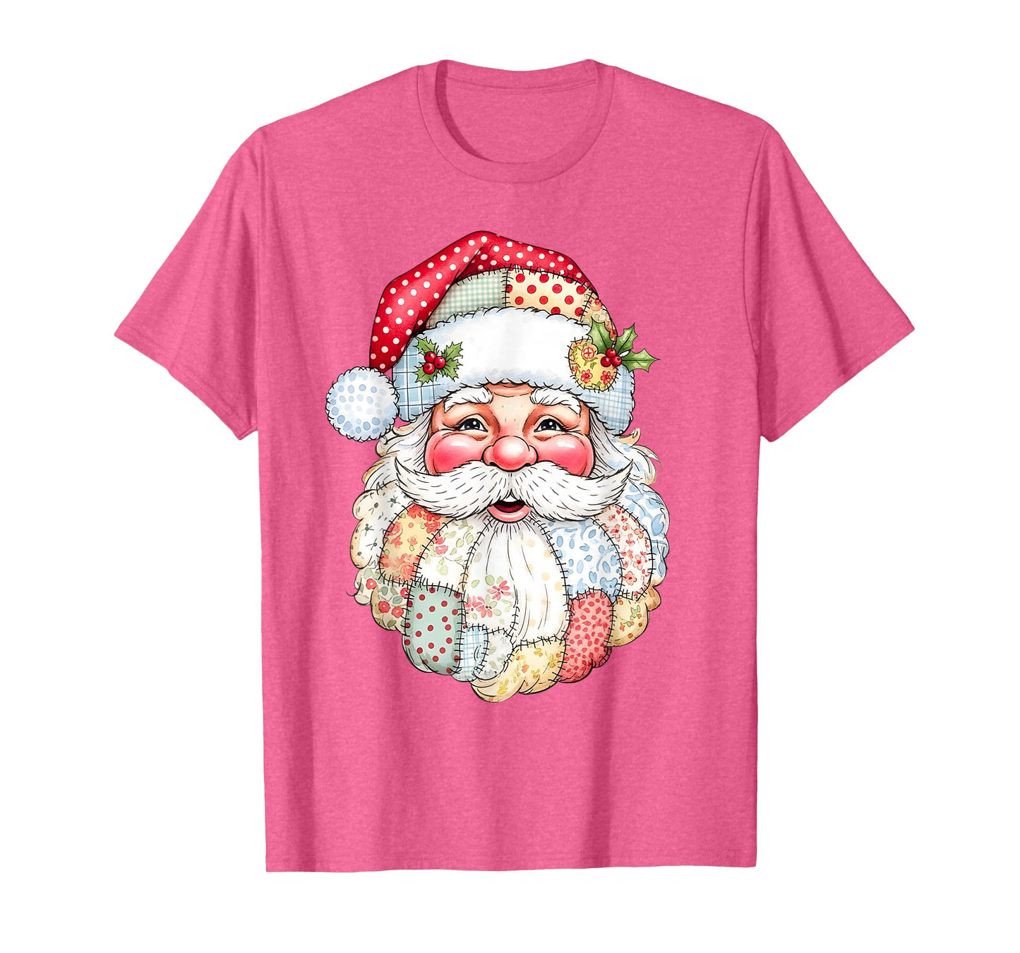 Merry Christmas Patchwork Santa Claus Face X-mas Holiday T-Shirt