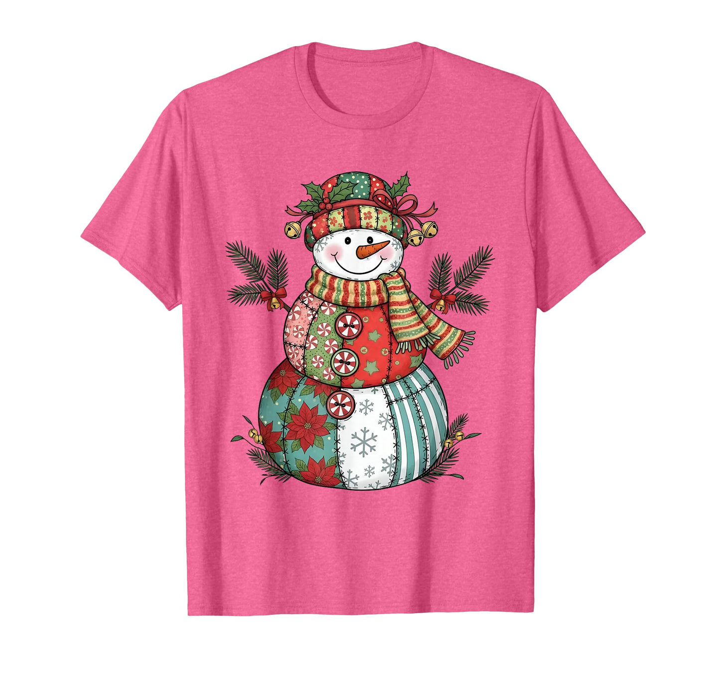 Patchwork Snowman Retro Funny Christmas Xmas Snowman Holiday T-Shirt