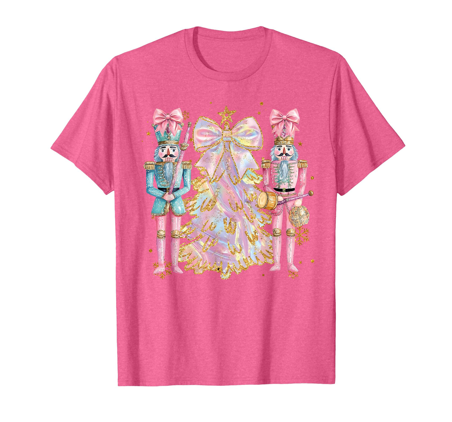 Coquette Christmas Tree Pink Nutcrackers Women Kids Girls T-Shirt