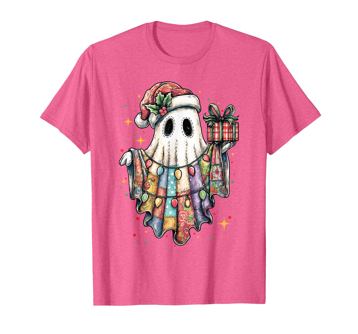 Patchwork Ghost Boo Preppy Girly Christmas Xmas Holiday Kids T-Shirt