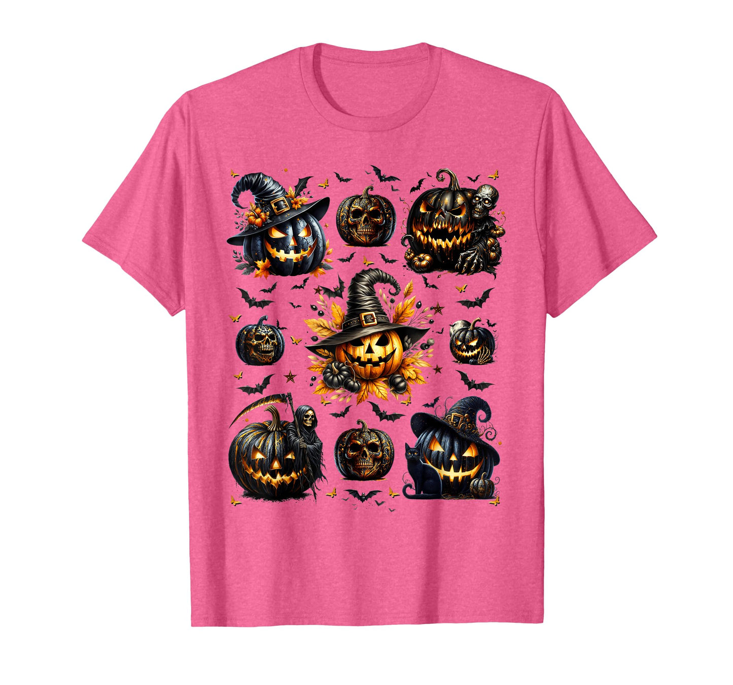 Black White and Orange Halloween Jack O Lantern Pumpkin T-Shirt