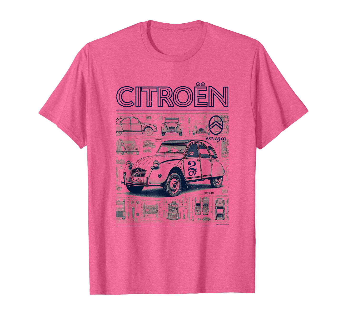 Citroën 2CV Retro Schematics Est 1919 T-Shirt