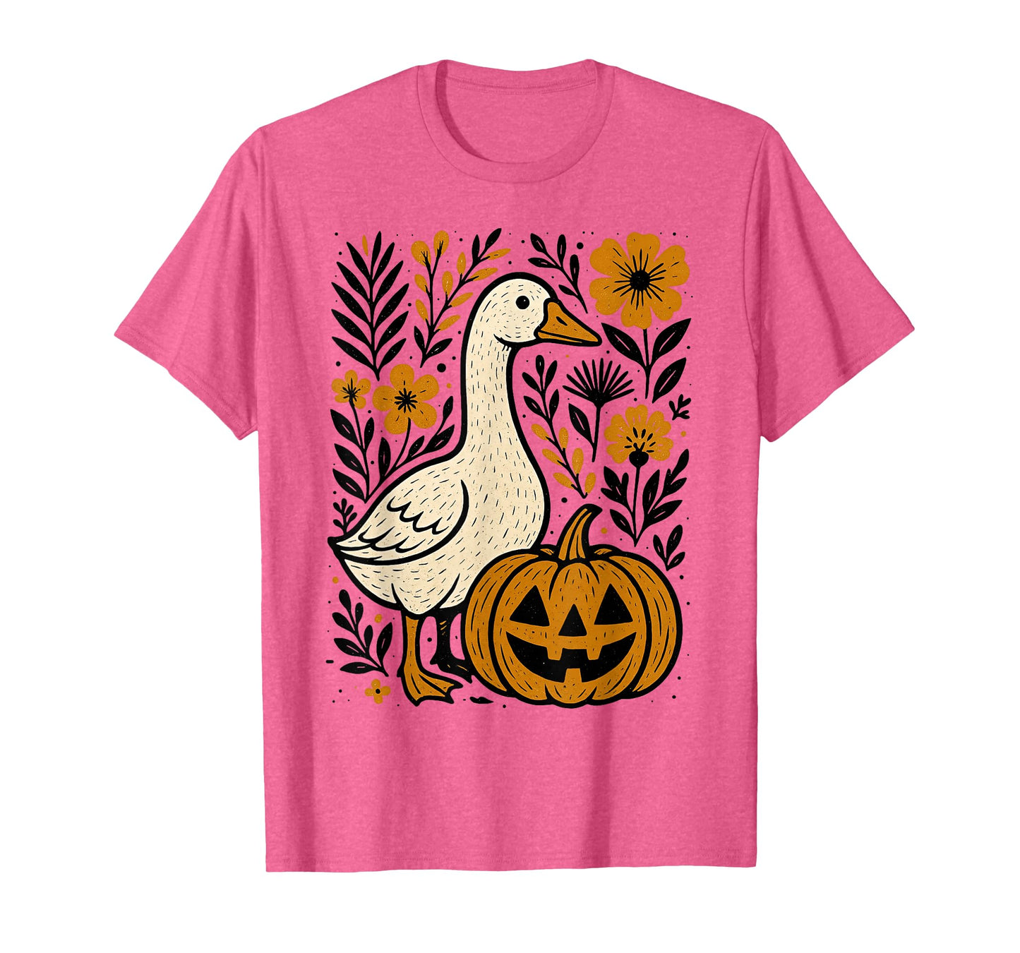 Vintage Floral Boho Silly Goose Pumpkin Cute Halloween Fall T-Shirt
