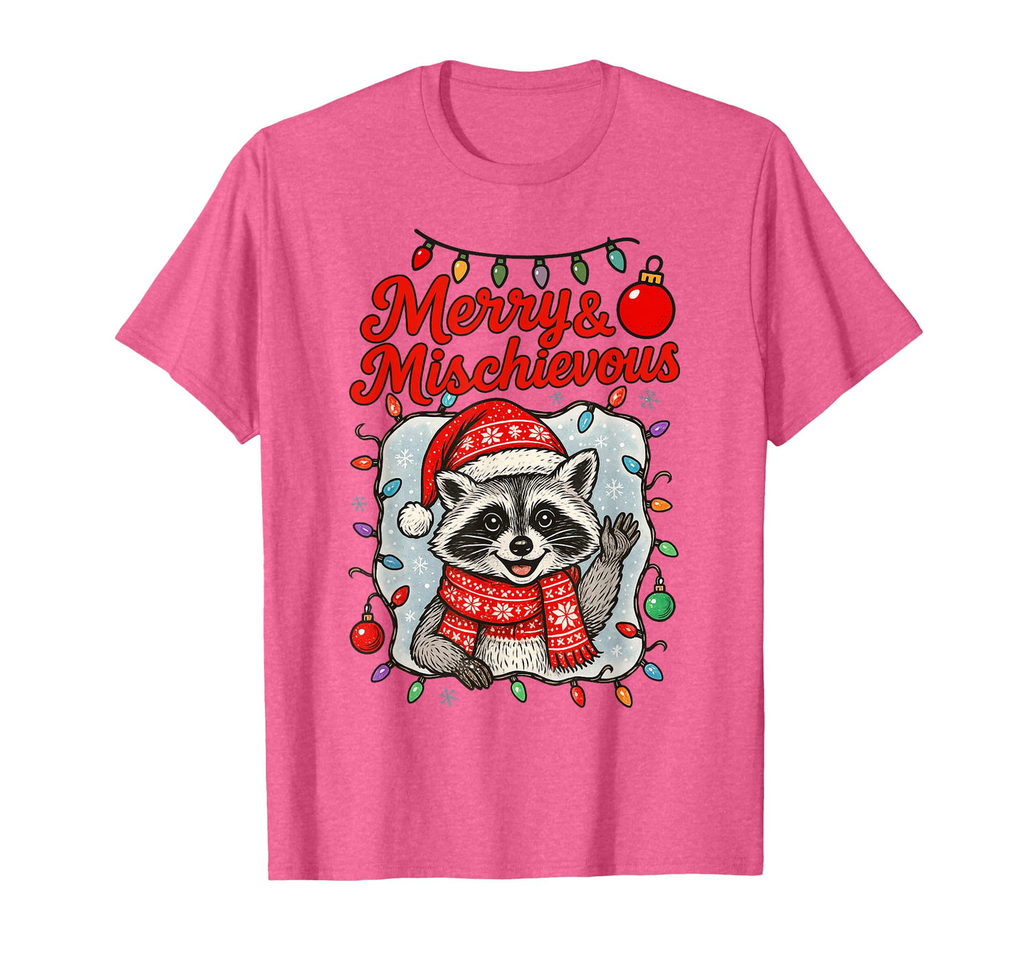 Christmas Xmas Vibes Racoon Lover Feral Merry & Mischievous T-Shirt