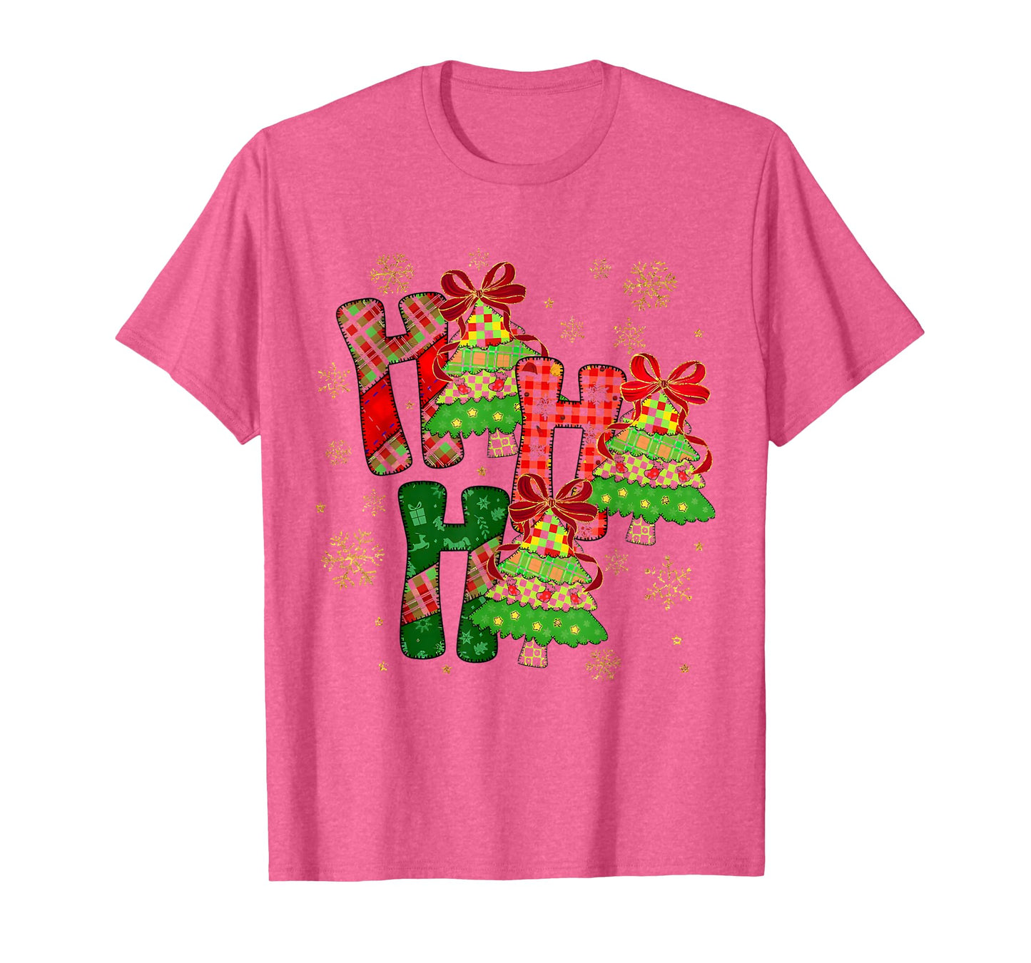 HO HO HO Merry Christmas Coquette Bow Xmas Trees Holiday T-Shirt
