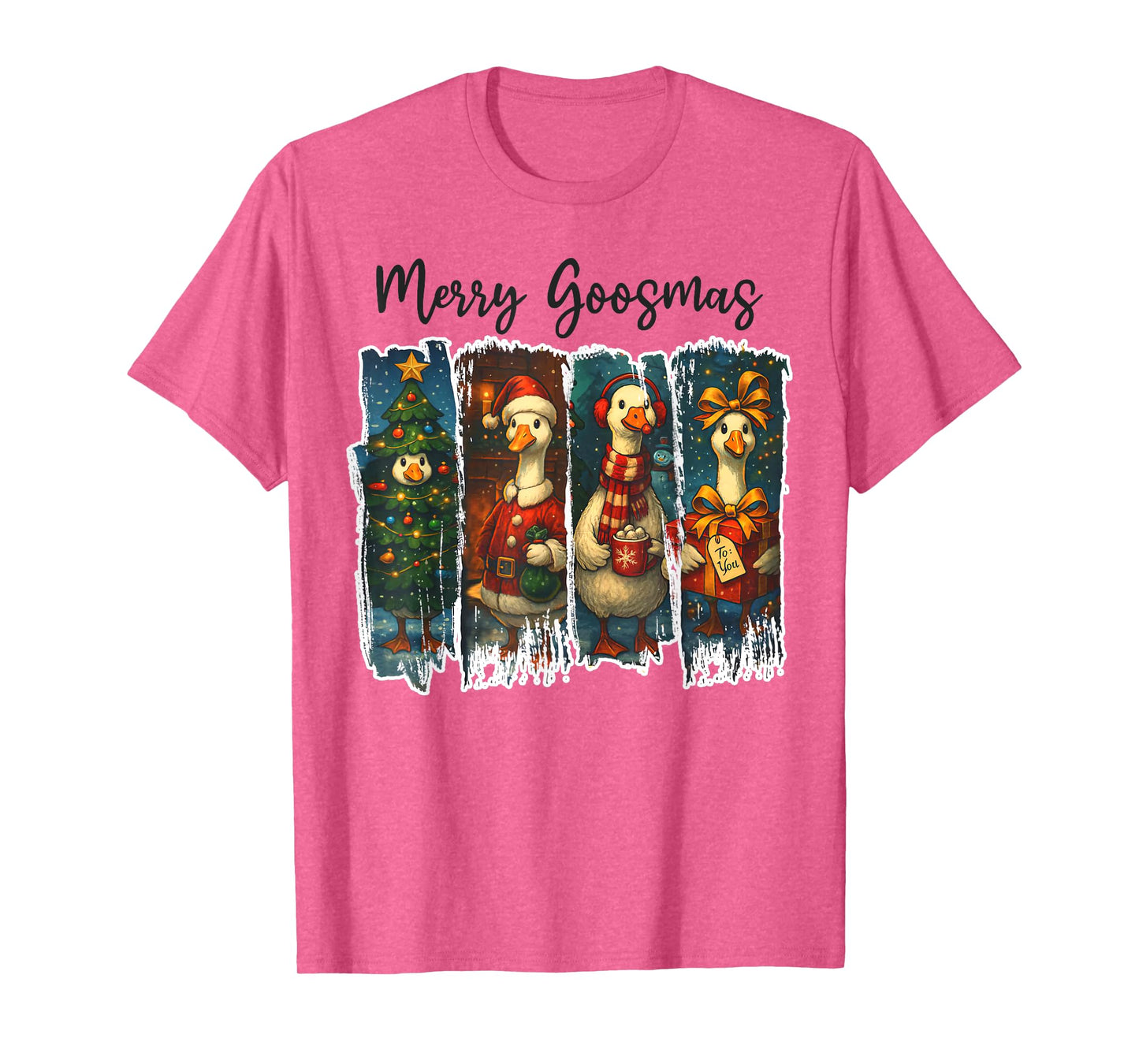 Funny Retro Merry Goosemas Christmas Silly Goose Xmas Lights T-Shirt