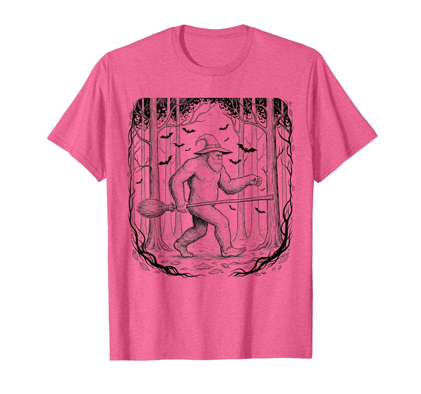 Funny Bigfoot Sasquatch Witch Halloween Men Women Kids T-Shirt