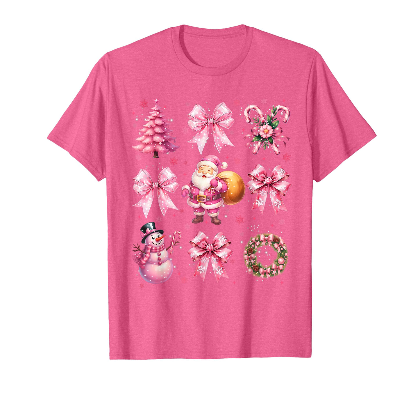 Cute Pink Santa Coquette Snowman Christmas Xmas Women Girl T-Shirt