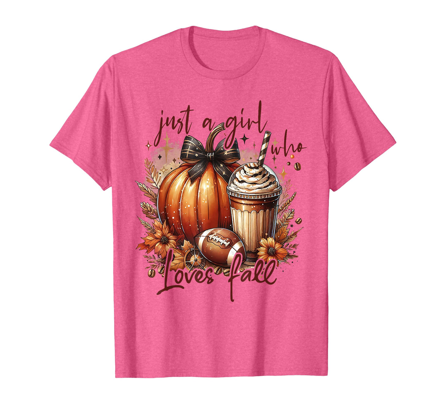 Just A Girl Who Loves Fall Pumpkin Football Cozy Autumn T-Shirt