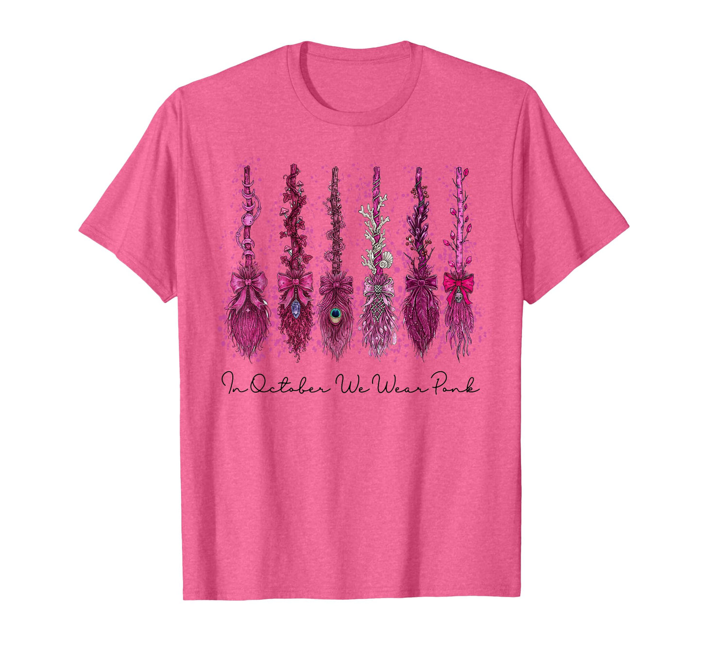 in October We Wear Pink, Witches Cancer Bow, Breast Cancer T-Shirt