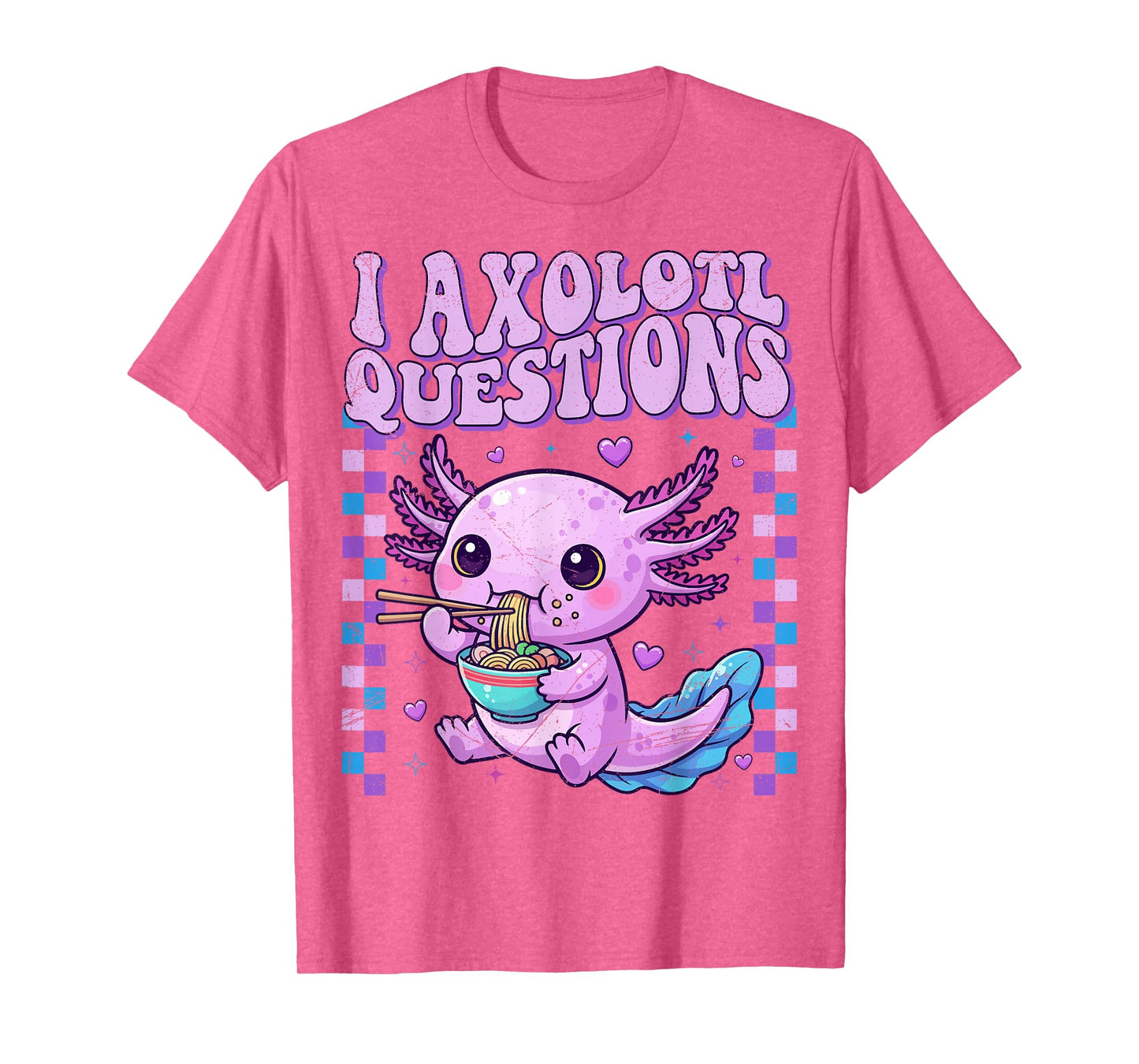 Kids Funny Vintage I Axolotl Questions Purple Graphic T-Shirt