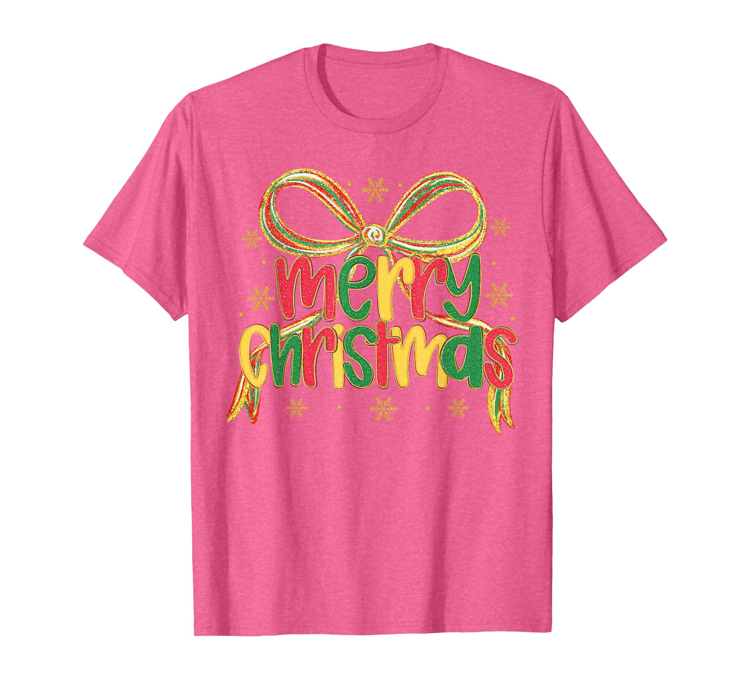 Merry Christmas Bow Coquette Preppy Cute Xmas Women Kids T-Shirt