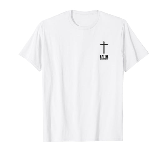 Faith Over Fear Small Cross Christian Minimalist Religious T-Shirt