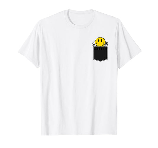 Yellow Smile Face Cute Checkered Peace Smiling Happy Face T-Shirt