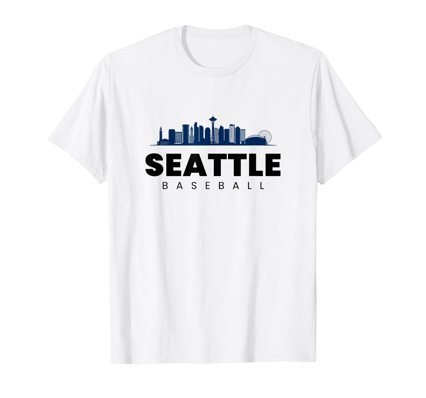 Seattle Baseball Vintage City Skyline Minimal Baseball Lover T-Shirt