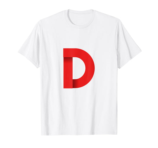 White With Red Letter D T-Shirt