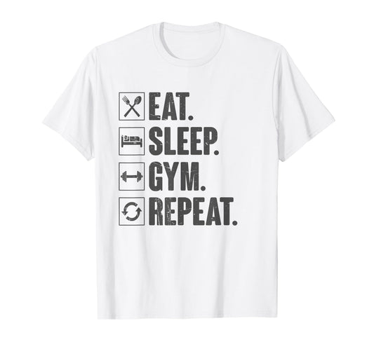 Eat Sleep Gym Repeat - Funny Vintage Workout T-Shirt