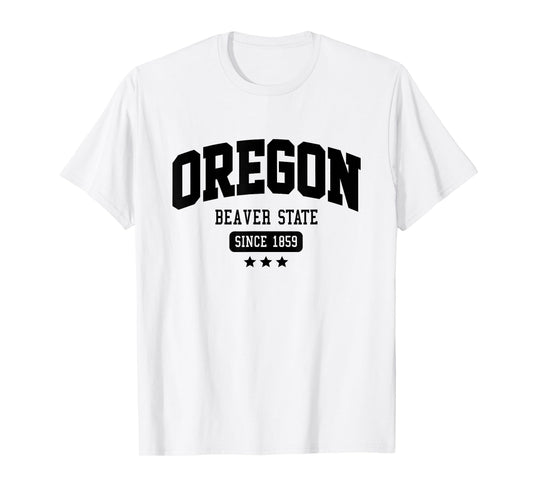 Vintage Oregon Beaver State Athletic Black Text T-Shirt