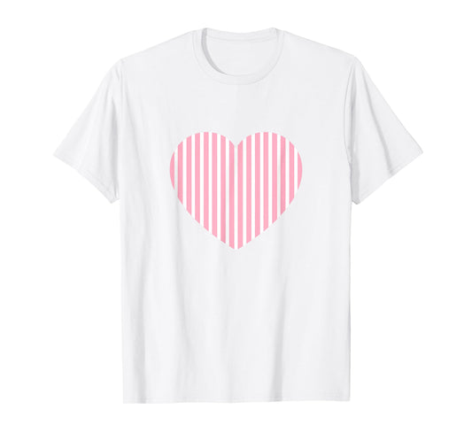 Cute Pastel Rose Pink White Vertical Line Stripes Minimalist T-Shirt