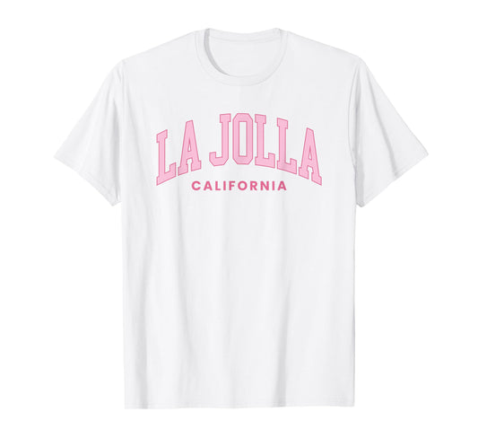 La Jolla California Retro Preppy Throwback Womens Girls Pink T-Shirt