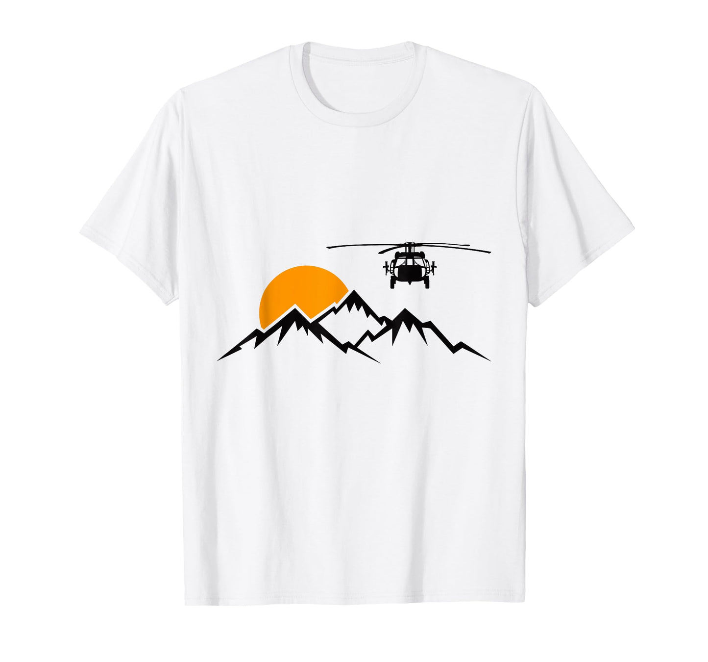 UH-60 Black Hawk Flying Over Mountain Military Helicopter T-Shirt