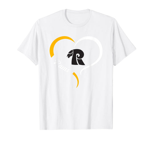 Rutherford Rams Logo Half Heart Slogan HS T-Shirt
