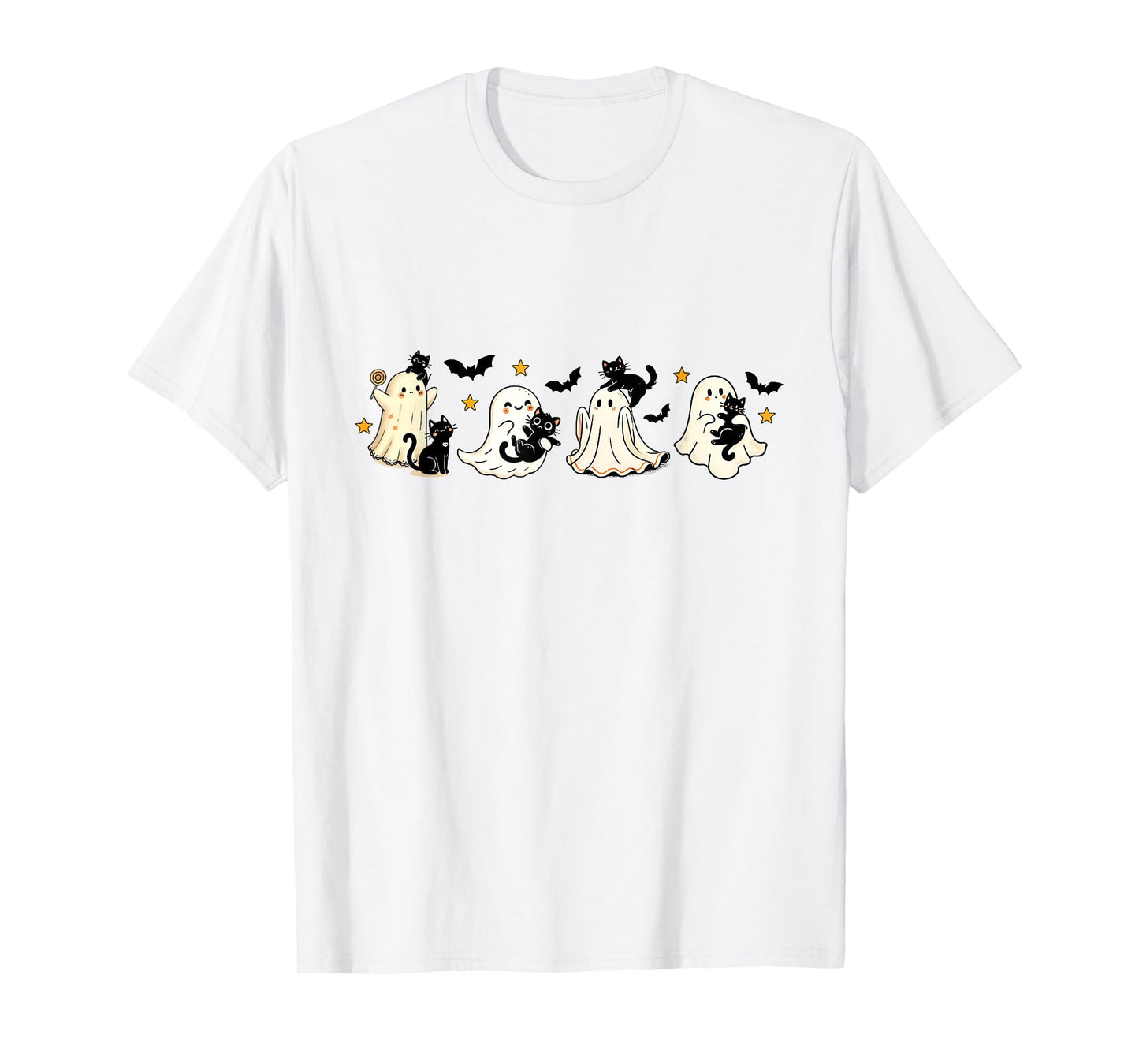 Cute Black Cat Ghost Halloween Ghost Holding Black Cat Women T-Shirt
