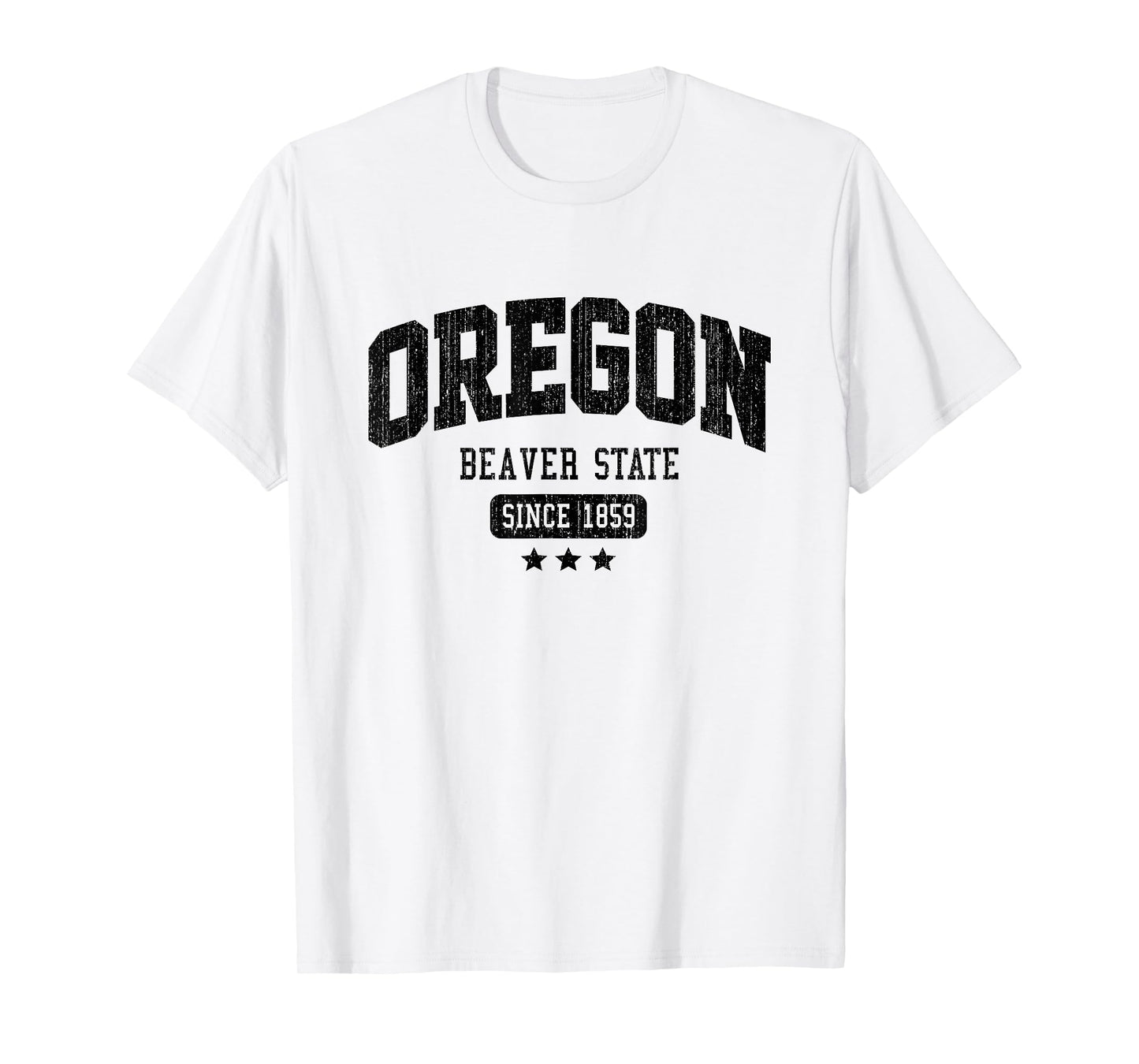 Vintage Oregon Beaver State Athletic Black Rough Text T-Shirt