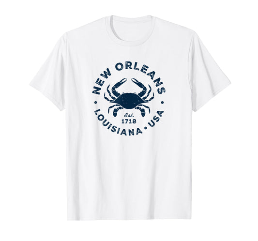 New Orleans Louisiana Vintage Blue Crab Vacation Souvenir T-Shirt