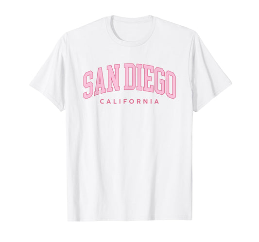 San Diego California Retro Preppy Throwback Pink Girls T-Shirt