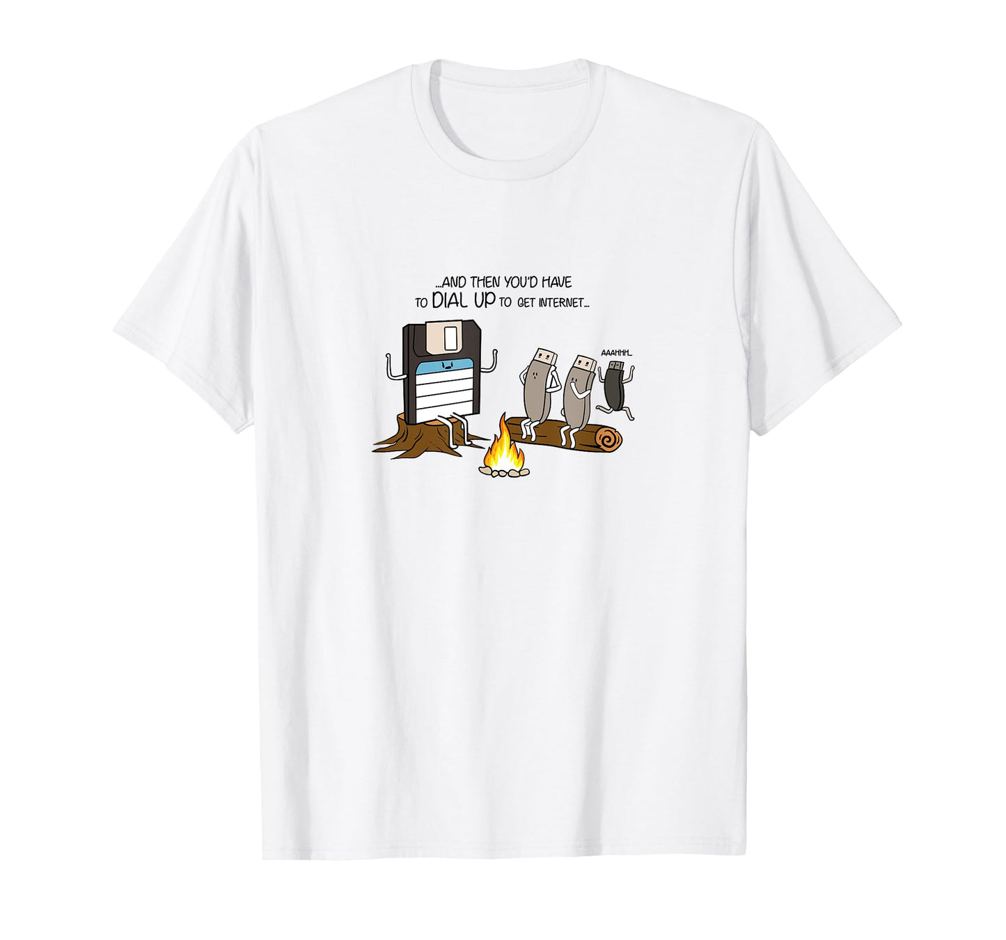 Floppy Disk & USB Drives, Dial-up Tones, Funny Old Tech Meme T-Shirt