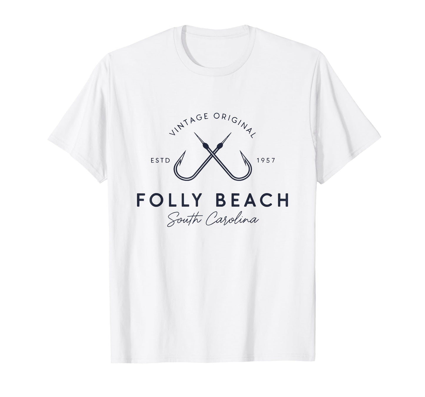 Folly Beach South Carolina Retro Fishing Tee T-Shirt