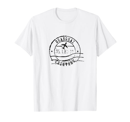 Shanghai China Travel Vintage Passport Stamp T-Shirt