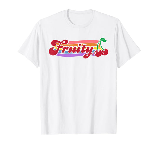 Vintage Fruity Cherry Nonbinary Lesbian Subtle Pride Sapphic T-Shirt