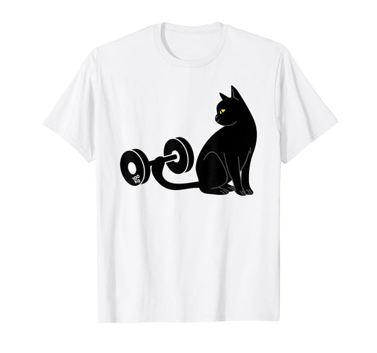 Deadlifting Cat Workout Gym Fitness Exercise Weightlifting T-Shirt