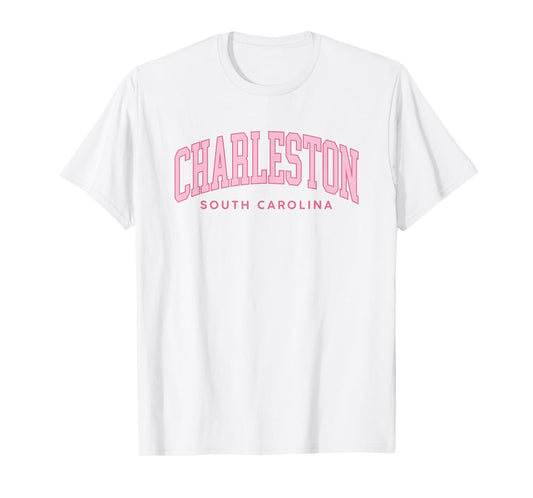 Charleston South Carolina Retro Preppy Throwback Pink Girls T-Shirt