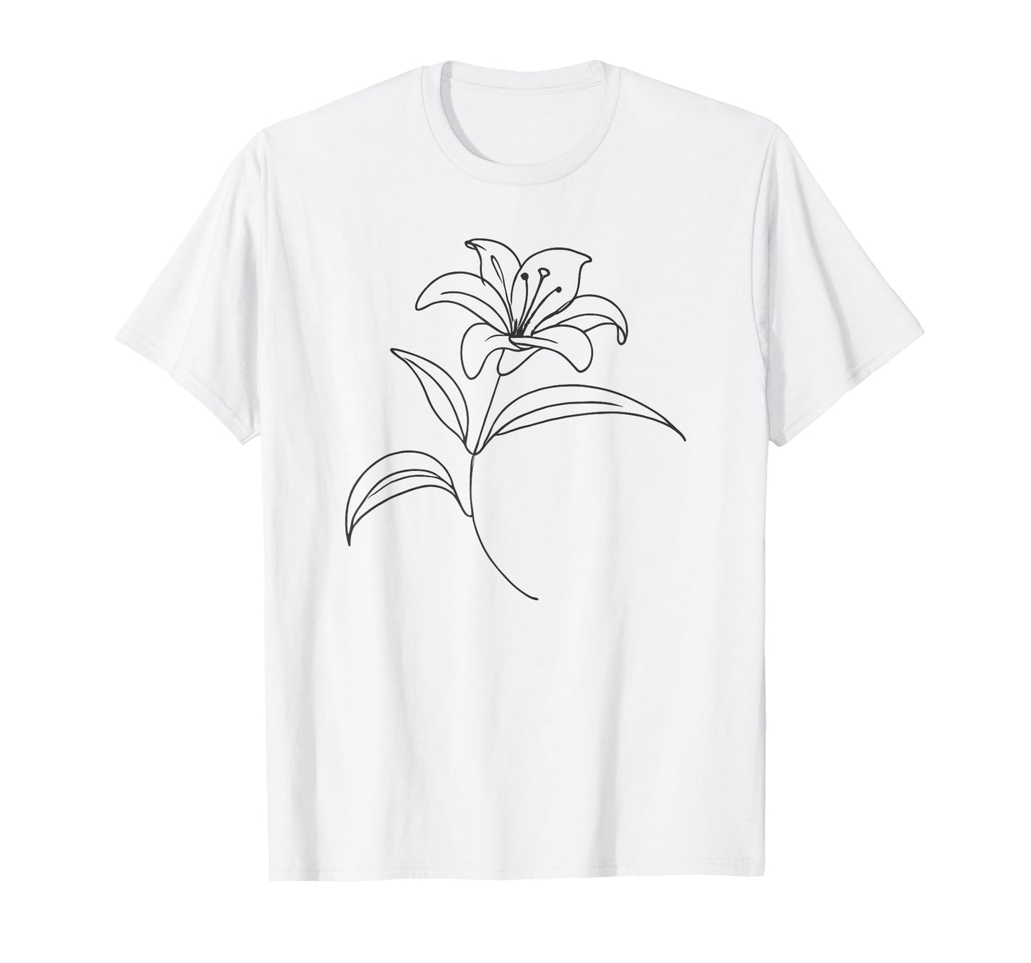 Line Art Lily Flowers T-Shirt