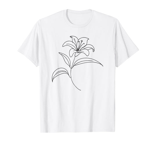 Line Art Lily Flowers T-Shirt