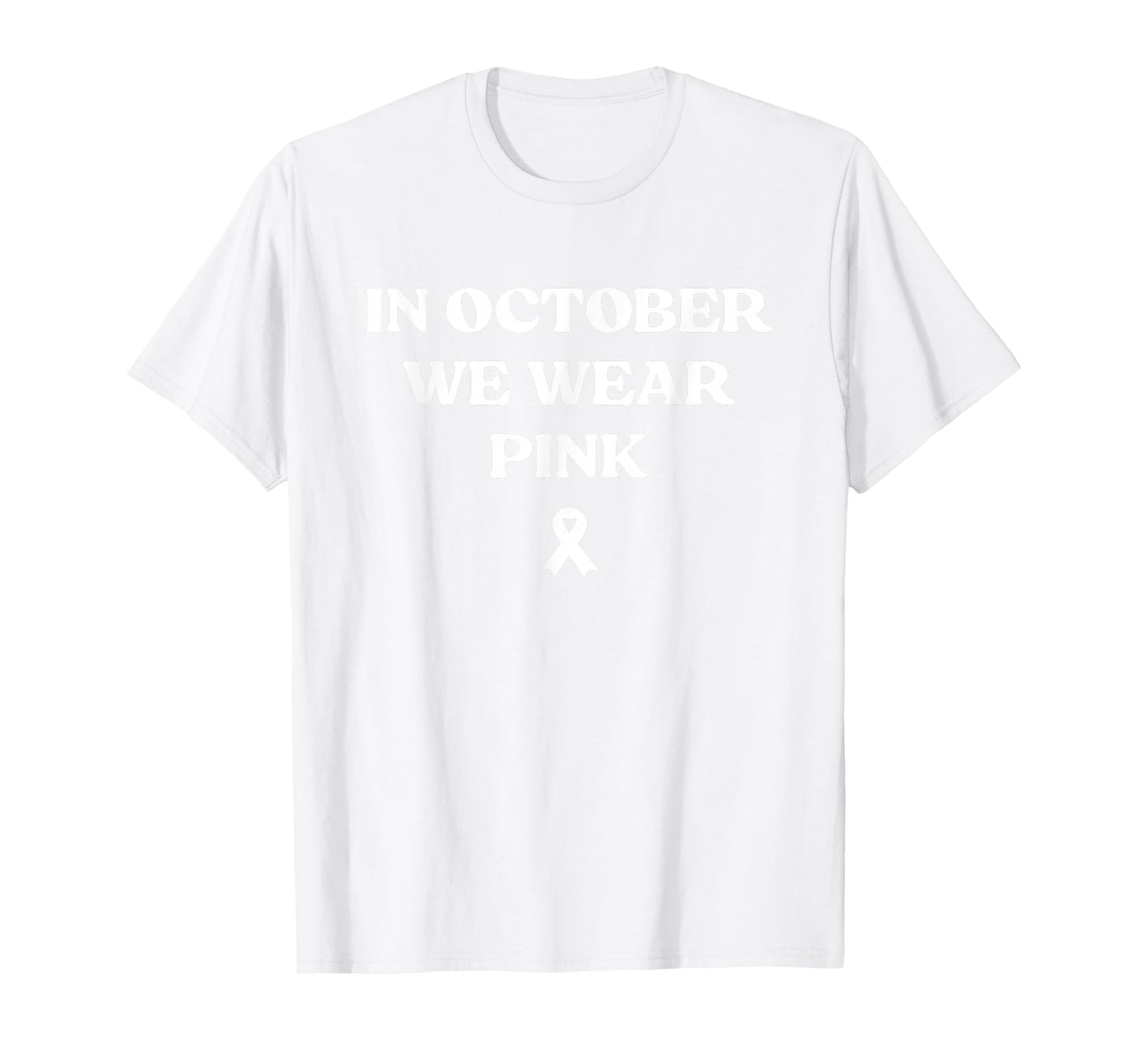 in October We Wear Pink Ribbon Witch Halloween Breast Cancer T-Shirt