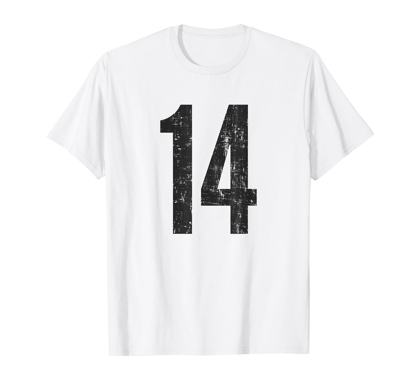 Number 14 Distressed Vintage Fourteen Sports Casual Training T-Shirt