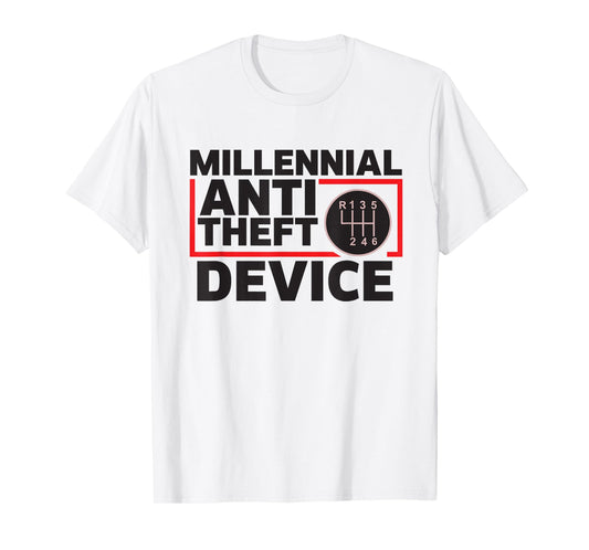 Manual Transmission Gear Stick Millennial Anti-Theft Device T-Shirt