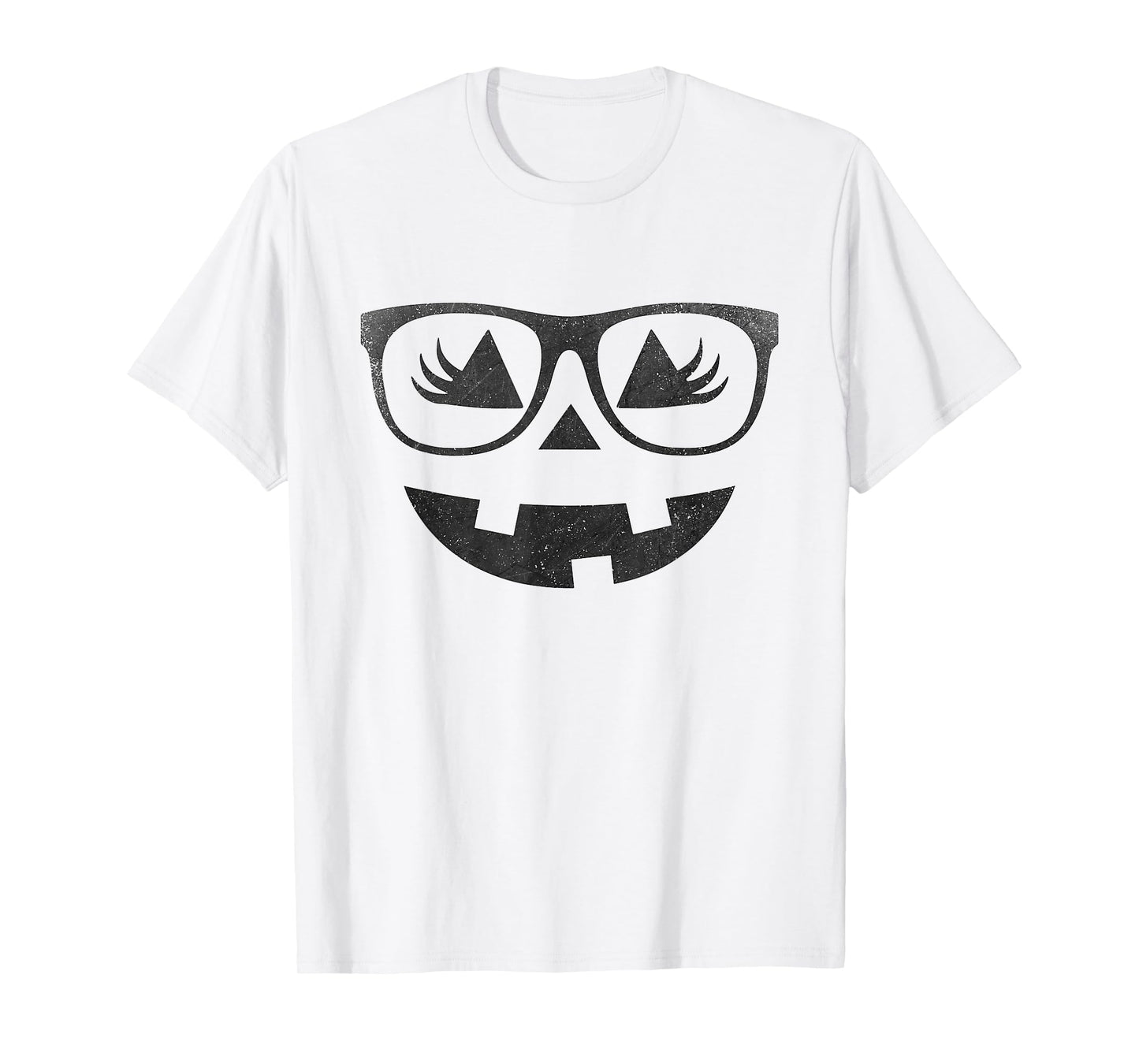 Jack O Lantern Pumpkin with Glasses Eyelashes Halloween T-Shirt