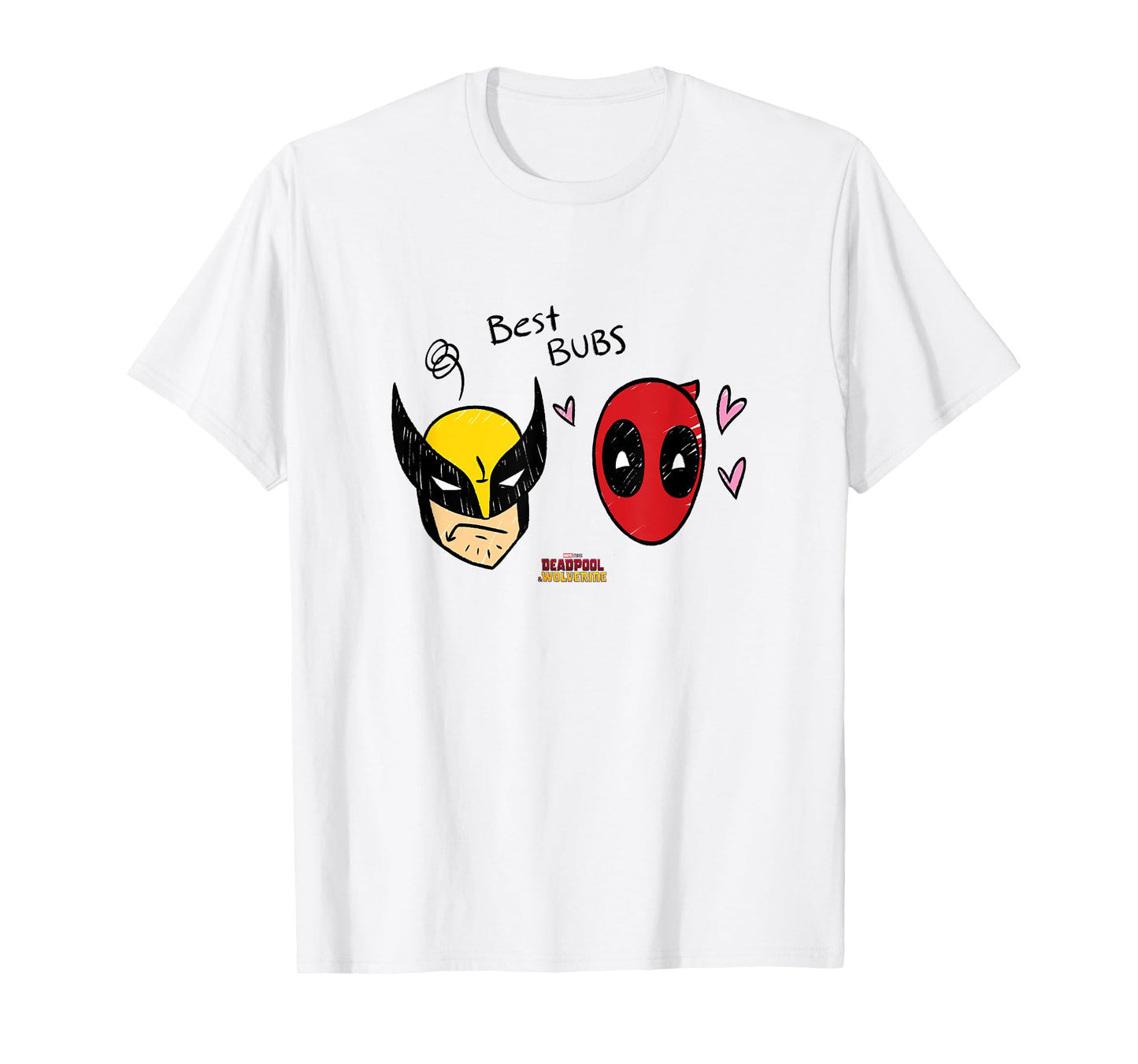 Marvel Deadpool & Wolverine Best Bubs Faces Doodles T-Shirt